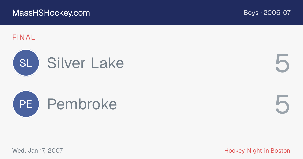 Silver Lake at Pembroke score card