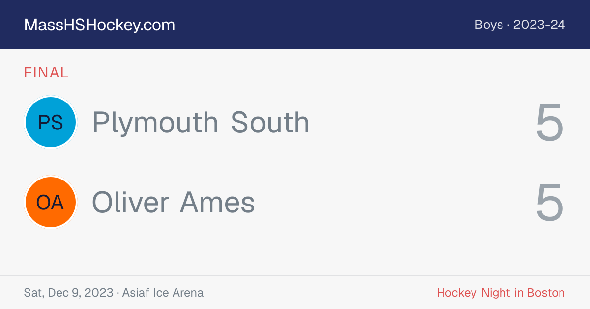 Plymouth South at Oliver Ames score card