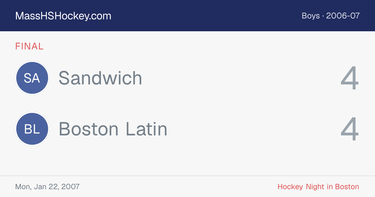 Sandwich at Boston Latin score card