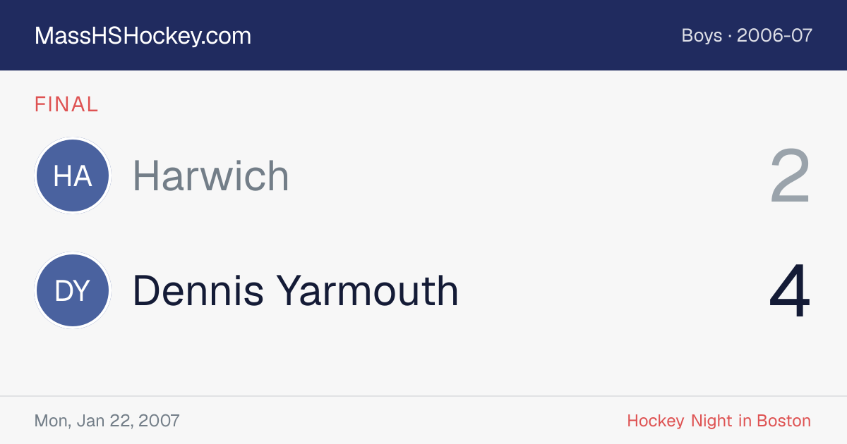 Harwich at Dennis Yarmouth score card