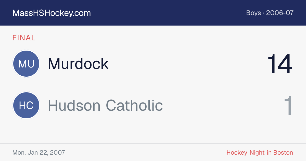 Murdock at Hudson Catholic score card