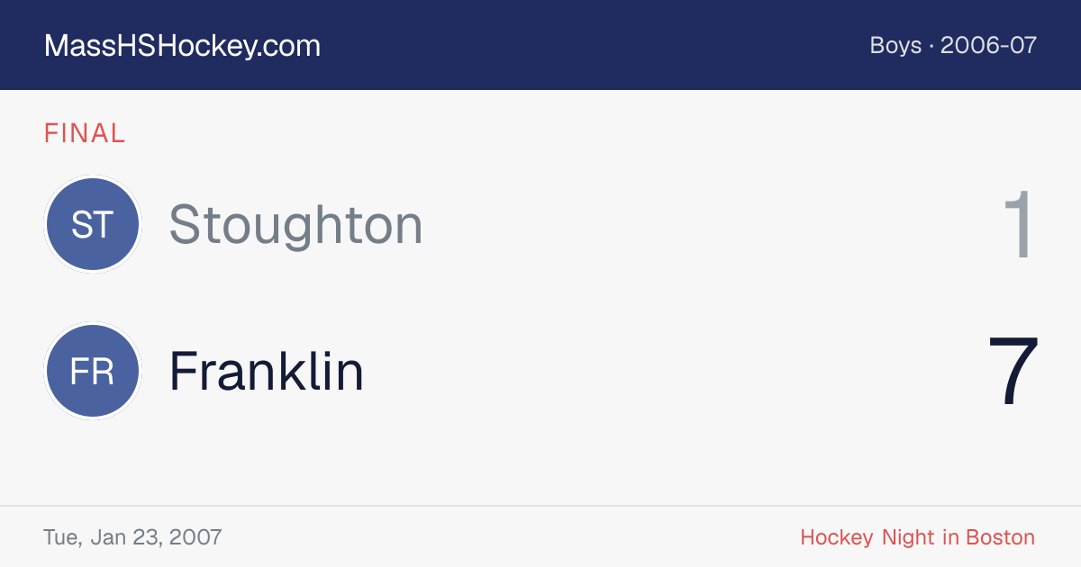 Stoughton at Franklin score card