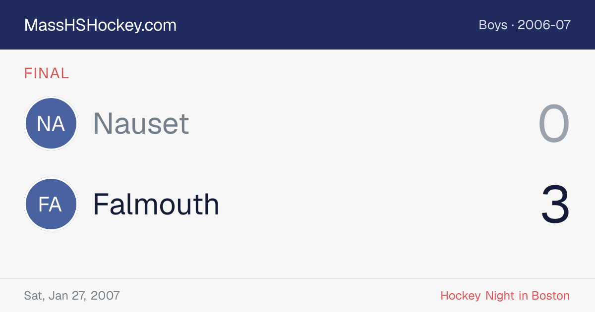 Nauset at Falmouth score card