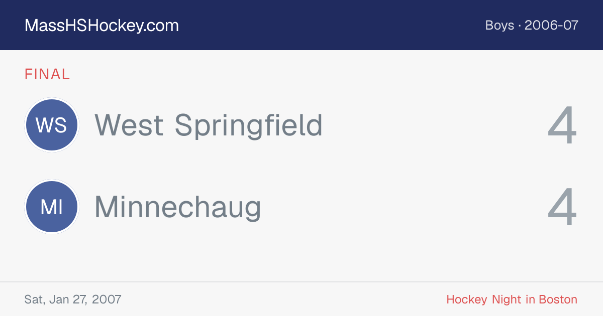 West Springfield at Minnechaug score card