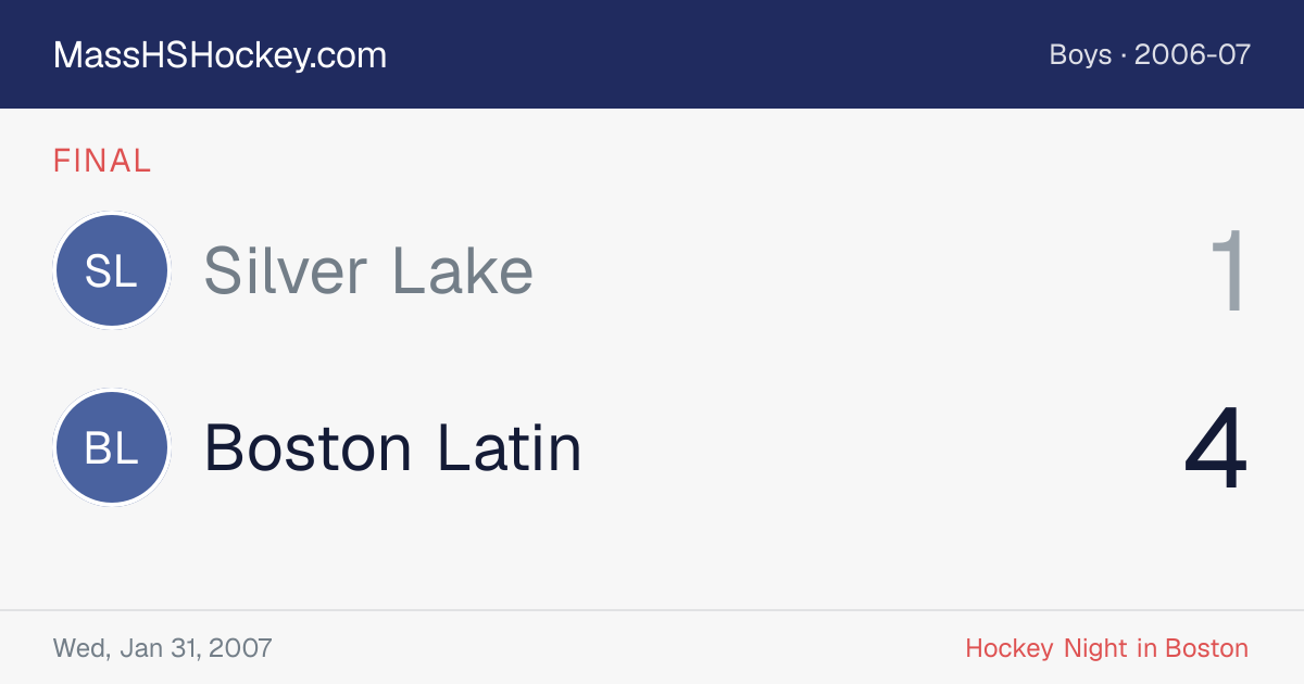 Silver Lake at Boston Latin score card