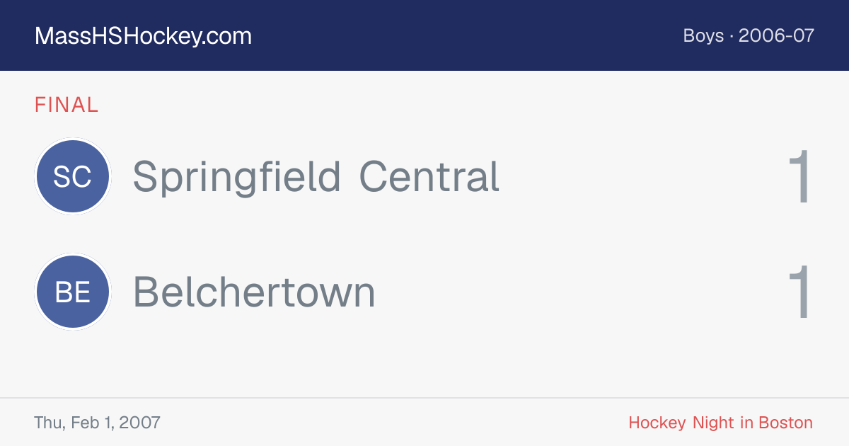 Springfield Central at Belchertown score card