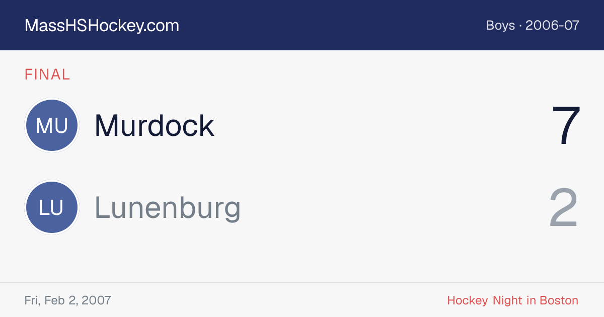 Murdock at Lunenburg score card