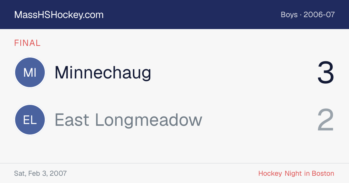 Minnechaug at East Longmeadow score card