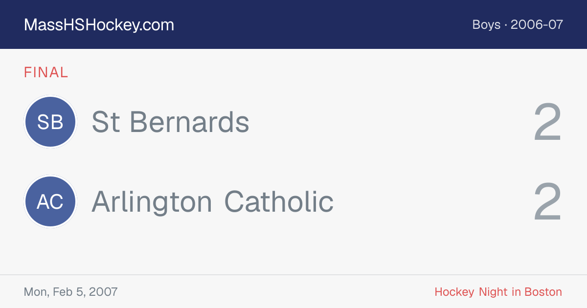 St Bernards at Arlington Catholic score card