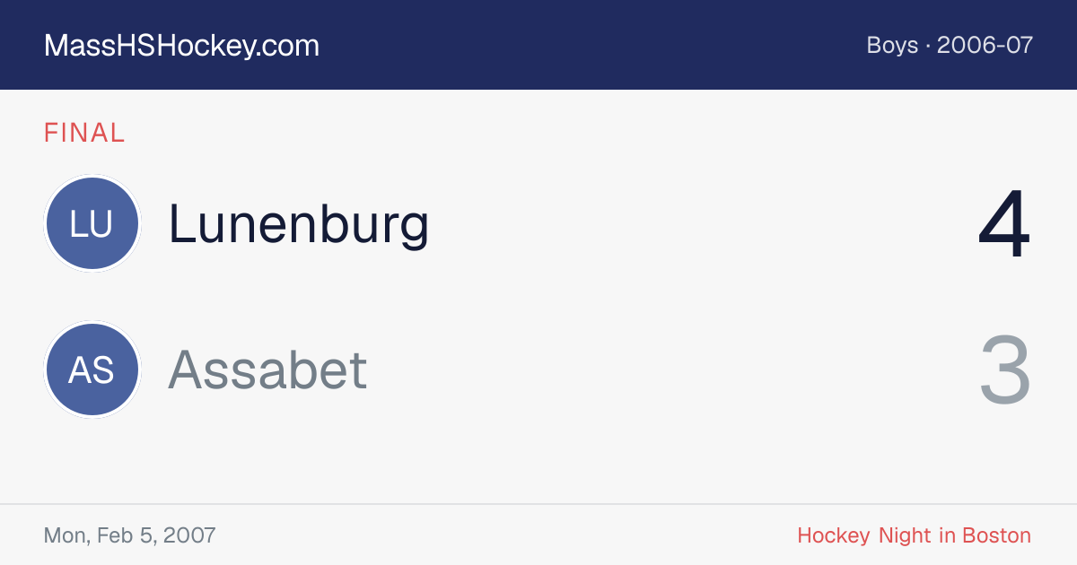 Lunenburg at Assabet score card
