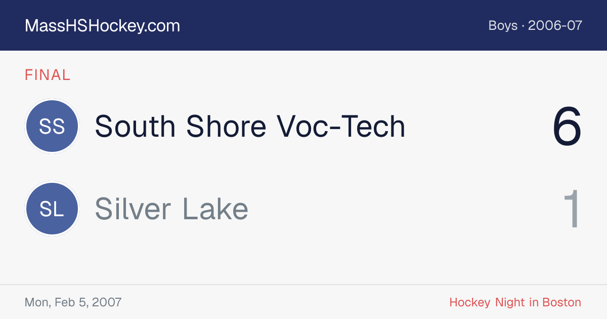 South Shore Voc-Tech at Silver Lake score card