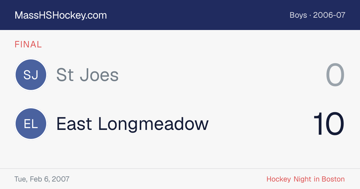 St Joes at East Longmeadow score card