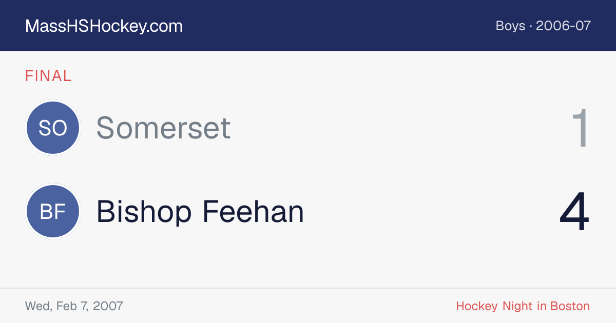 Somerset at Bishop Feehan score card