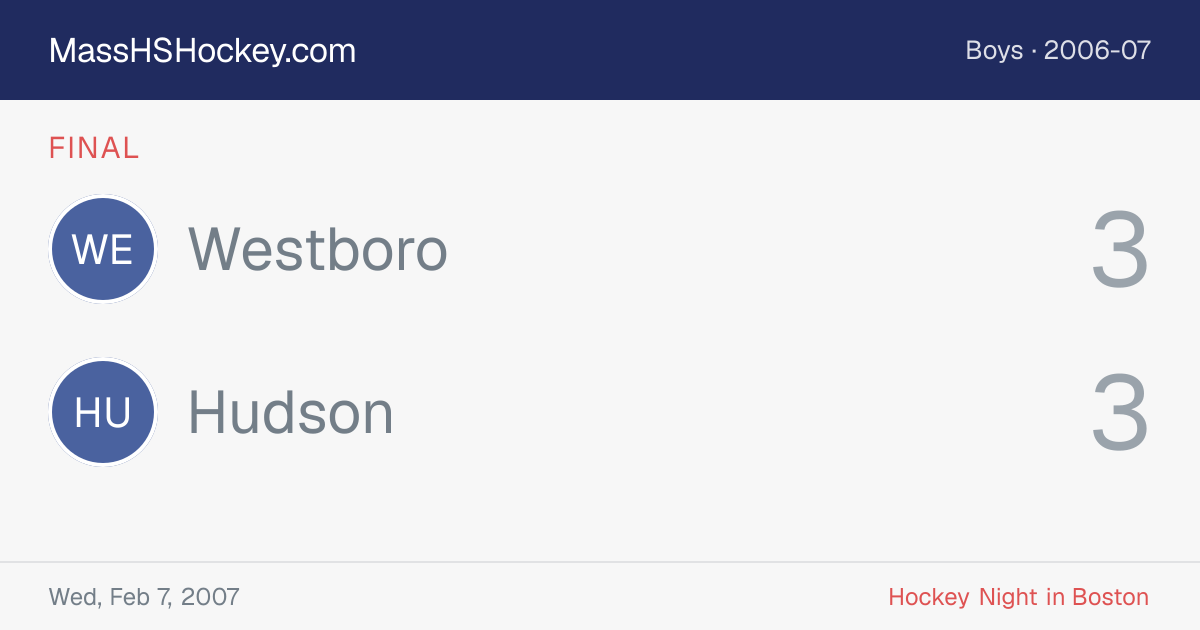Westboro at Hudson score card