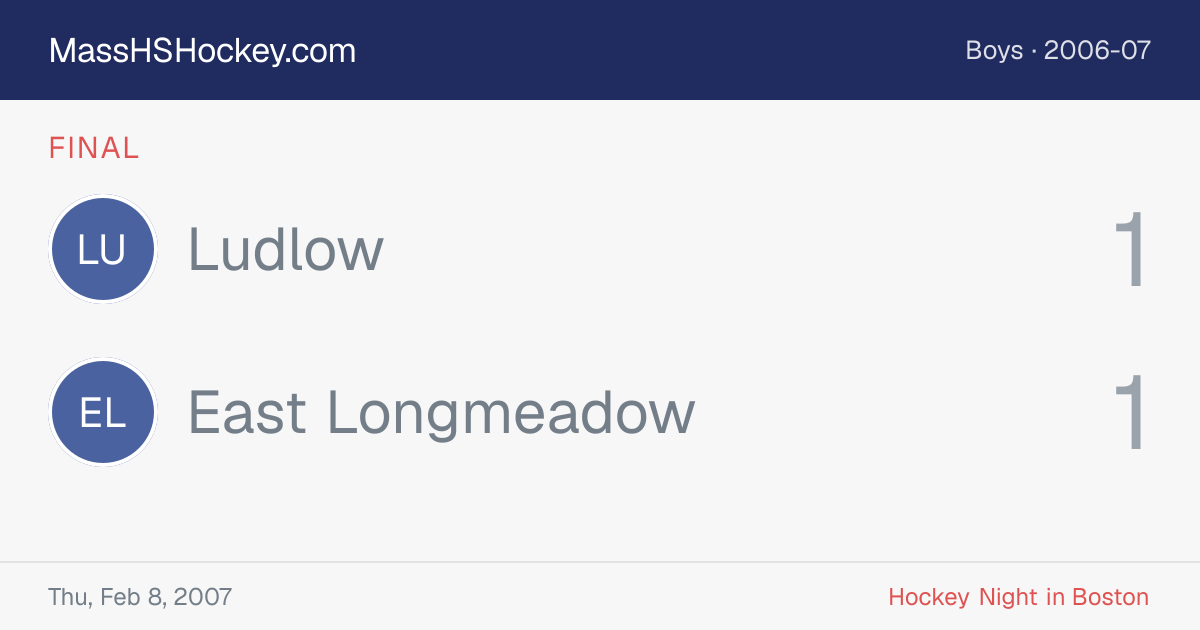 Ludlow at East Longmeadow score card