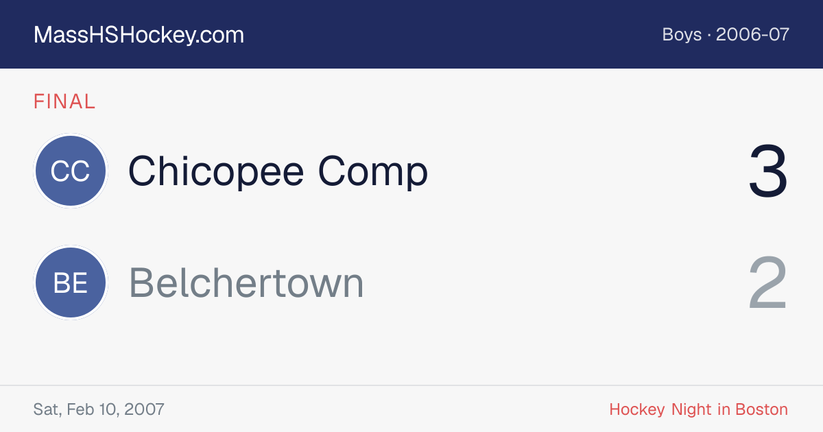 Chicopee Comp at Belchertown score card