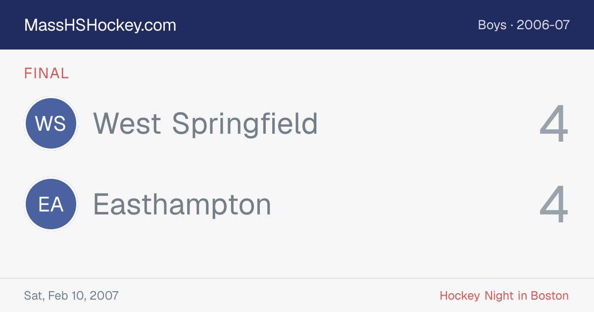 West Springfield at Easthampton score card