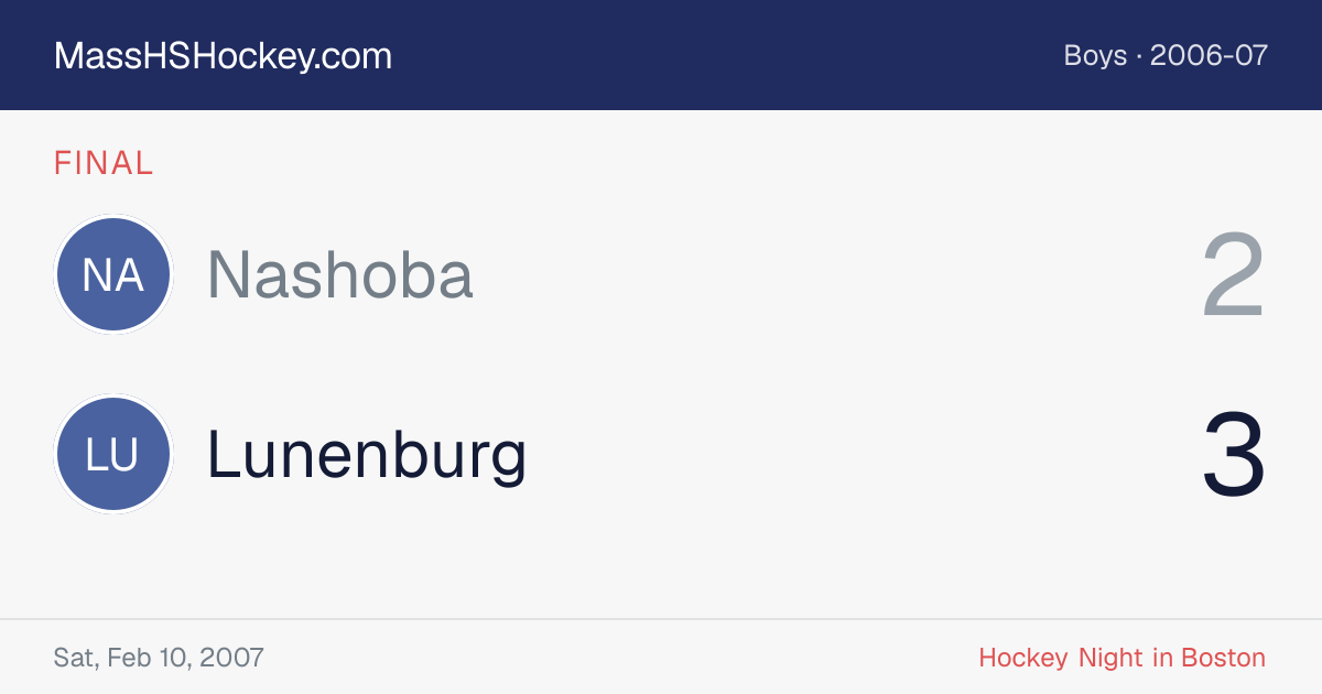 Nashoba at Lunenburg score card
