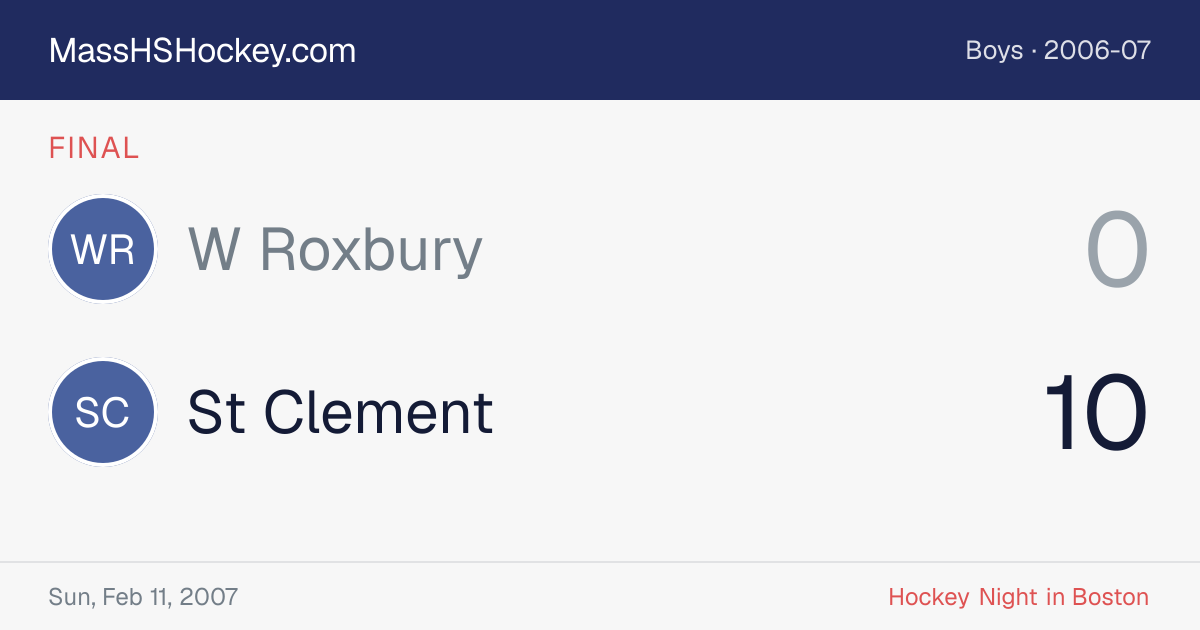 W Roxbury at St Clement score card