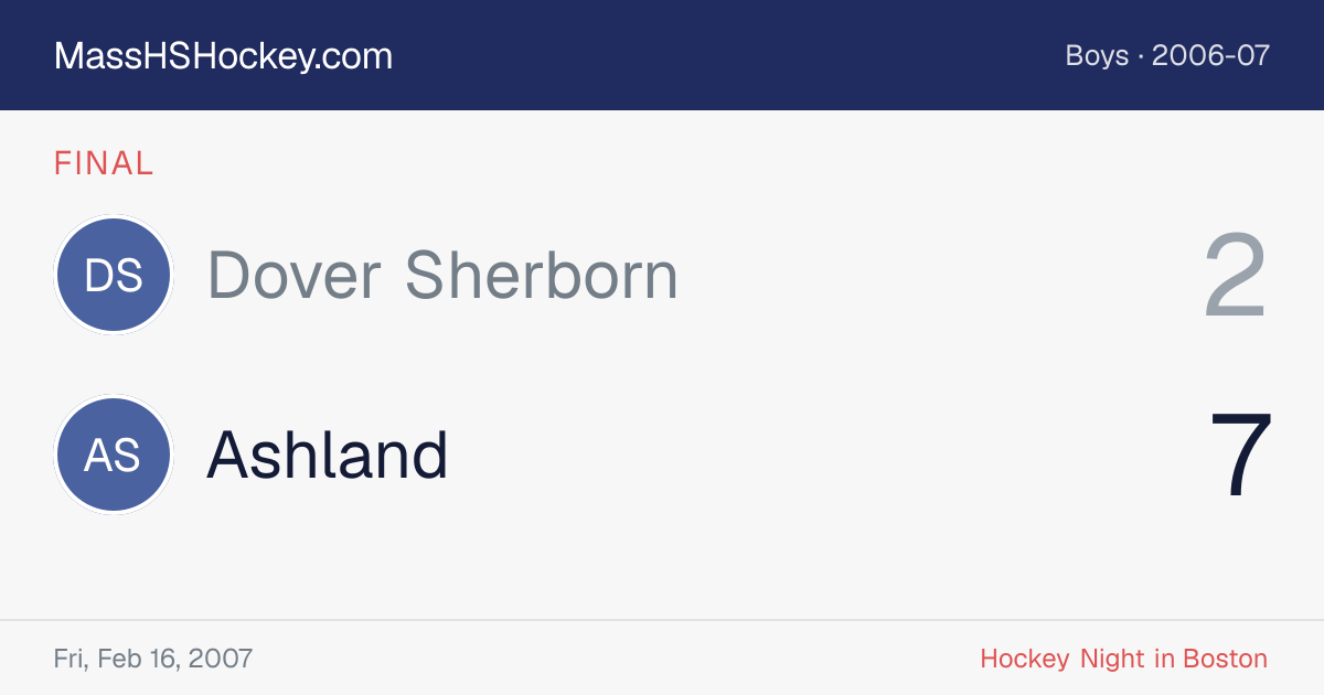 Dover Sherborn at Ashland score card