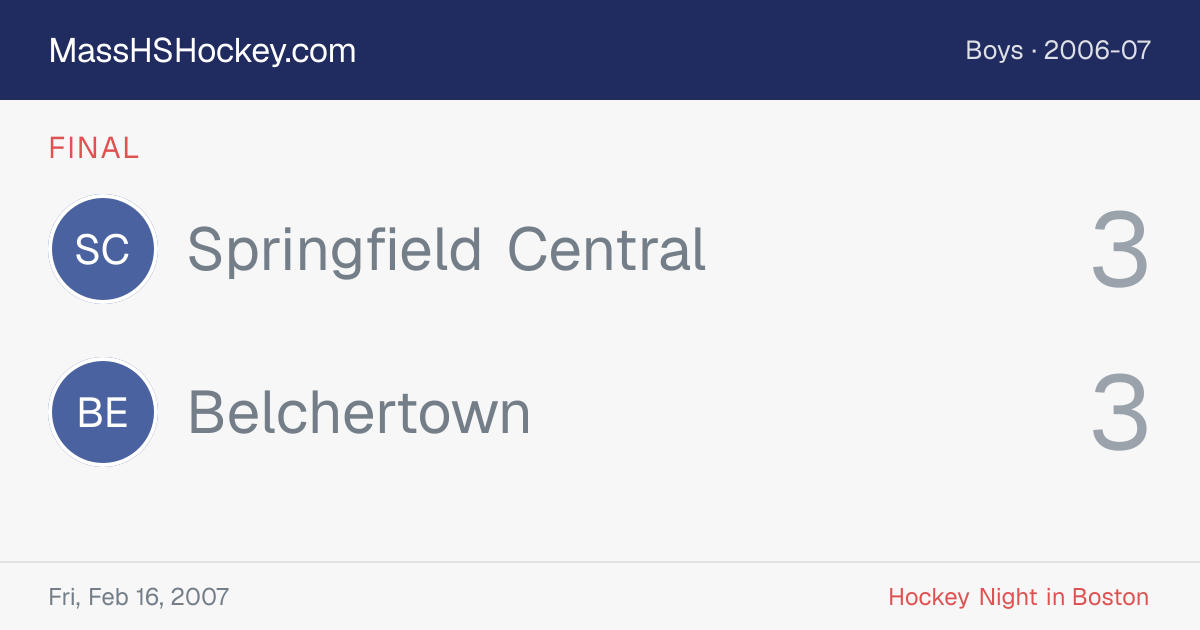 Springfield Central at Belchertown score card