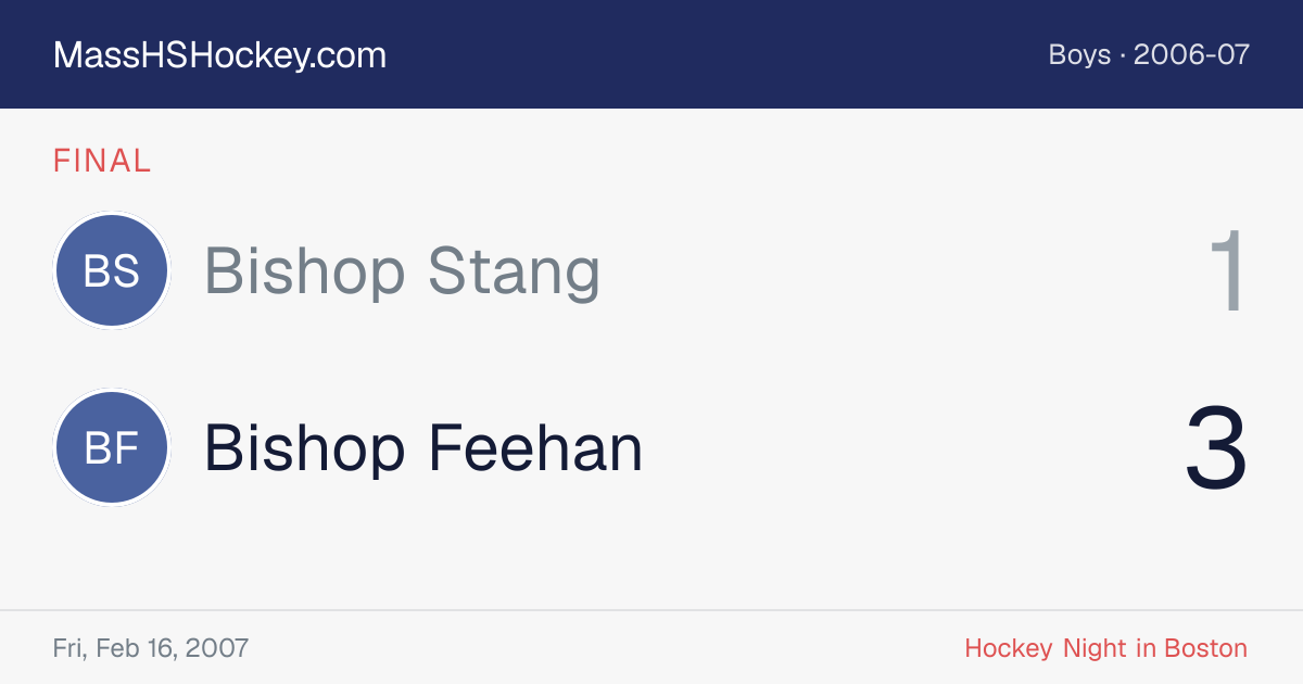 Bishop Stang at Bishop Feehan score card