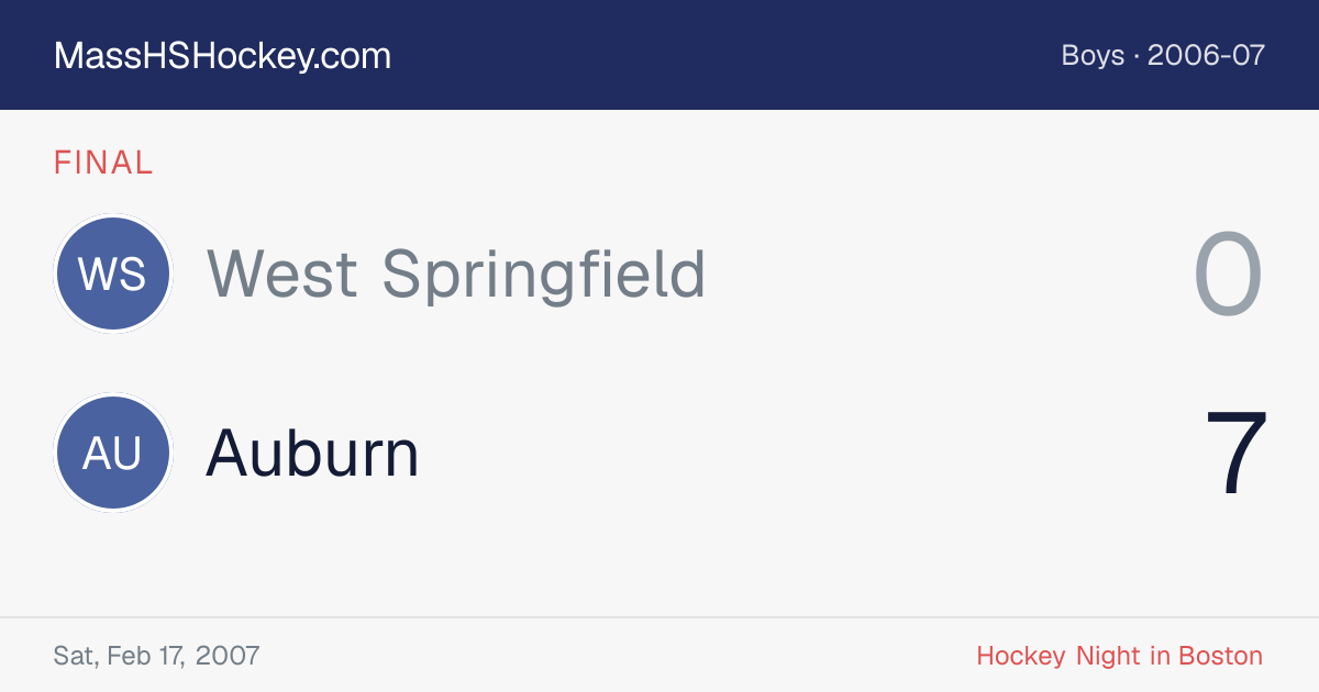 West Springfield at Auburn score card