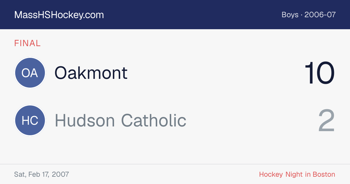 Oakmont at Hudson Catholic score card