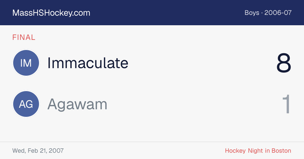 Immaculate at Agawam score card