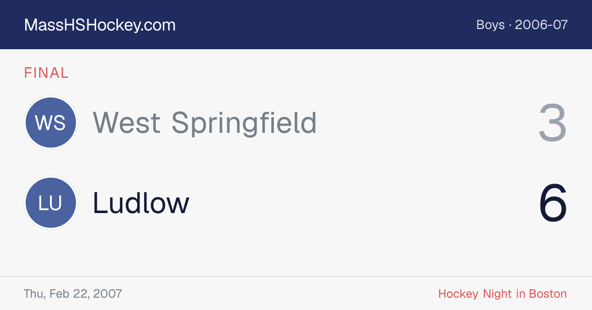 West Springfield at Ludlow score card