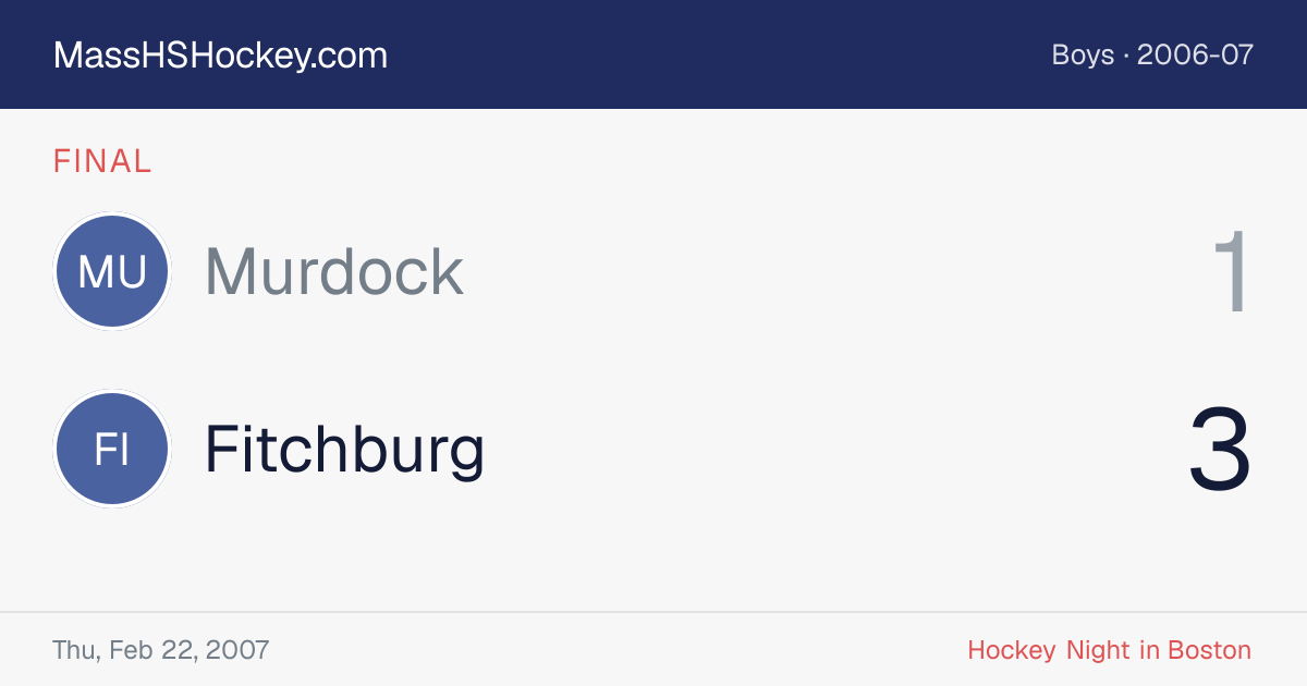 Murdock at Fitchburg score card