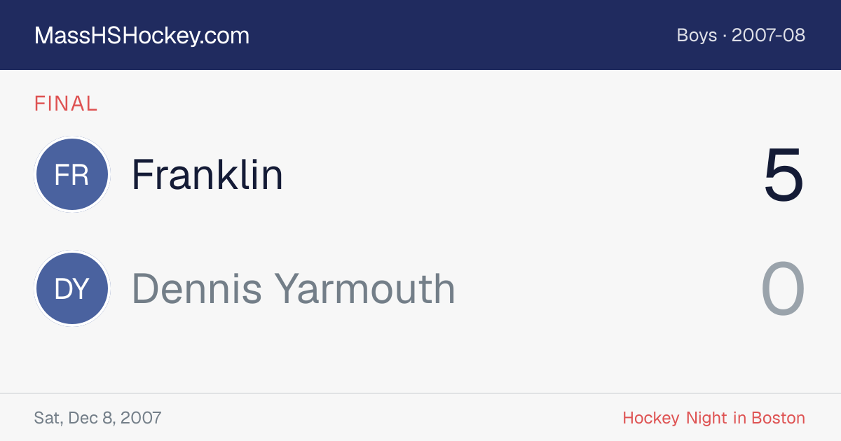 Franklin at Dennis Yarmouth score card