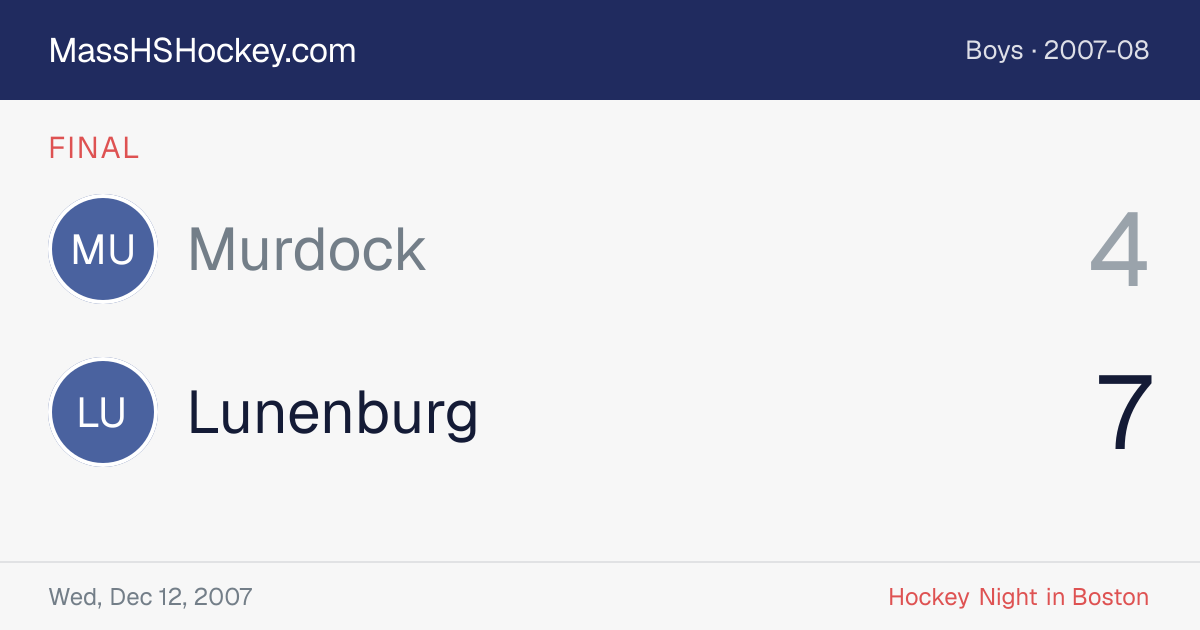 Murdock at Lunenburg score card