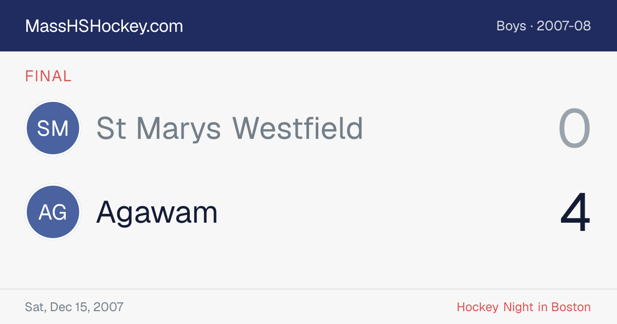 St Marys Westfield at Agawam score card