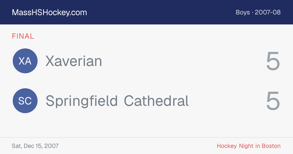 Xaverian at Springfield Cathedral score card