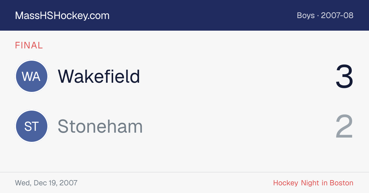 Wakefield at Stoneham score card