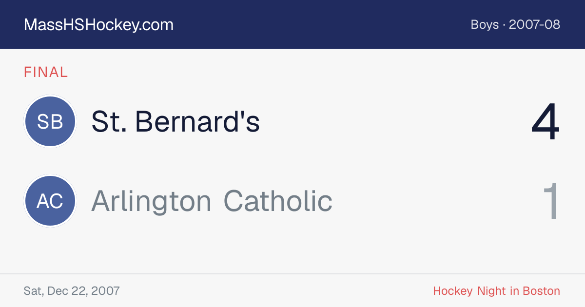 St. Bernard's at Arlington Catholic score card