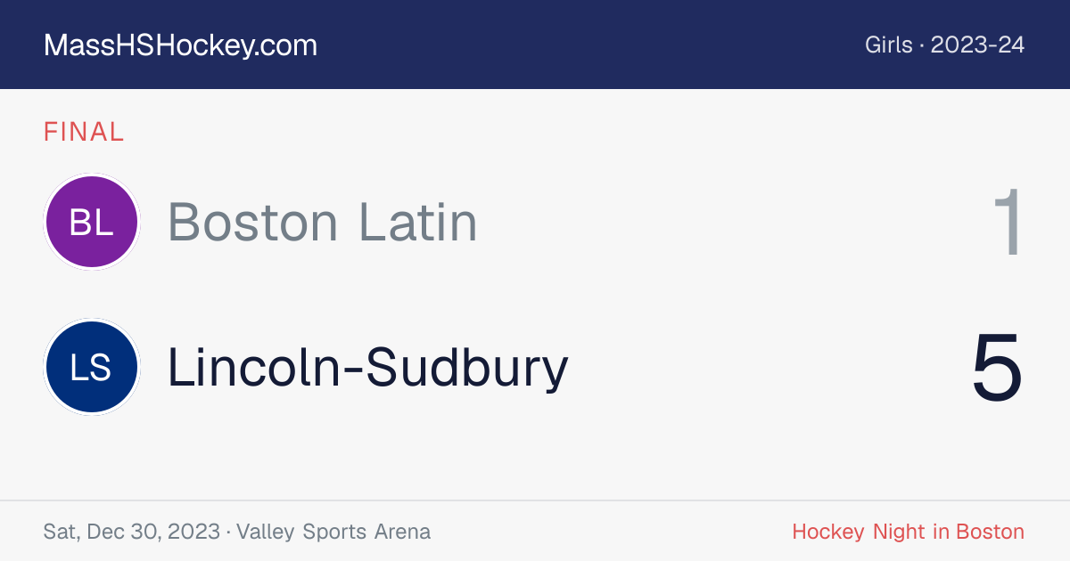 Boston Latin at Lincoln-Sudbury score card