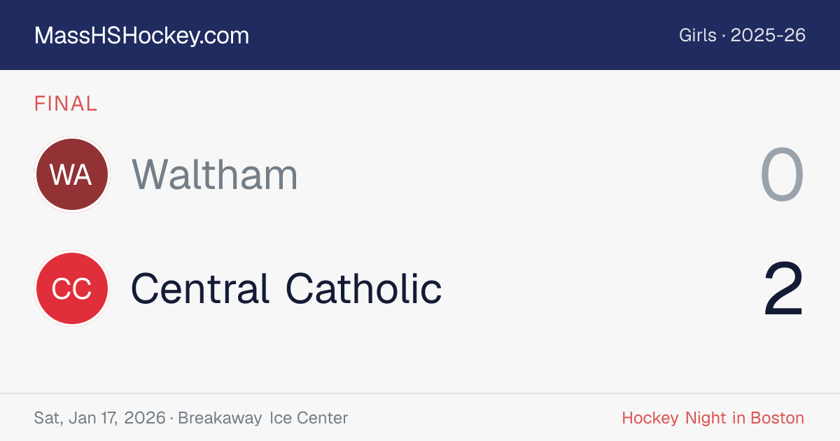 Waltham at Central Catholic score card