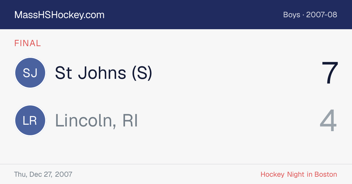 St Johns (S) at Lincoln, RI score card