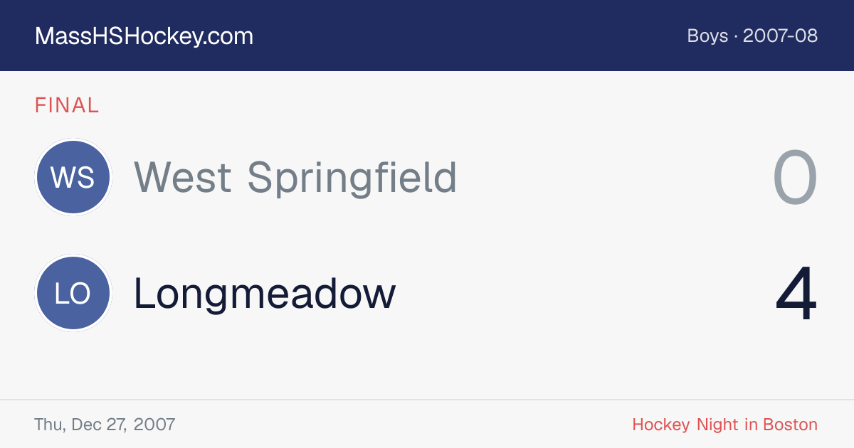 West Springfield at Longmeadow score card