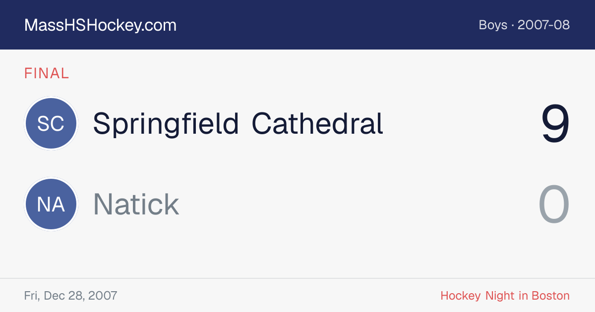 Springfield Cathedral at Natick score card