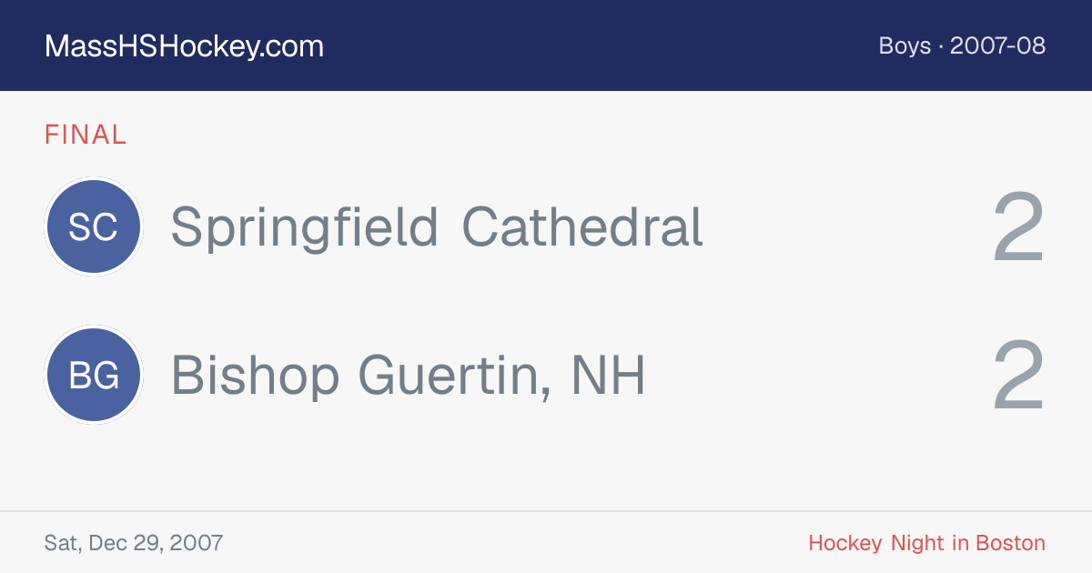 Springfield Cathedral at Bishop Guertin, NH score card