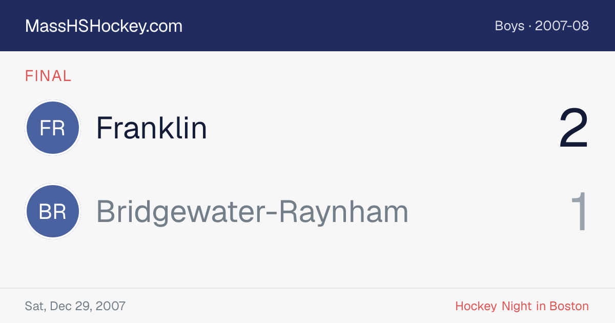 Franklin at Bridgewater-Raynham score card