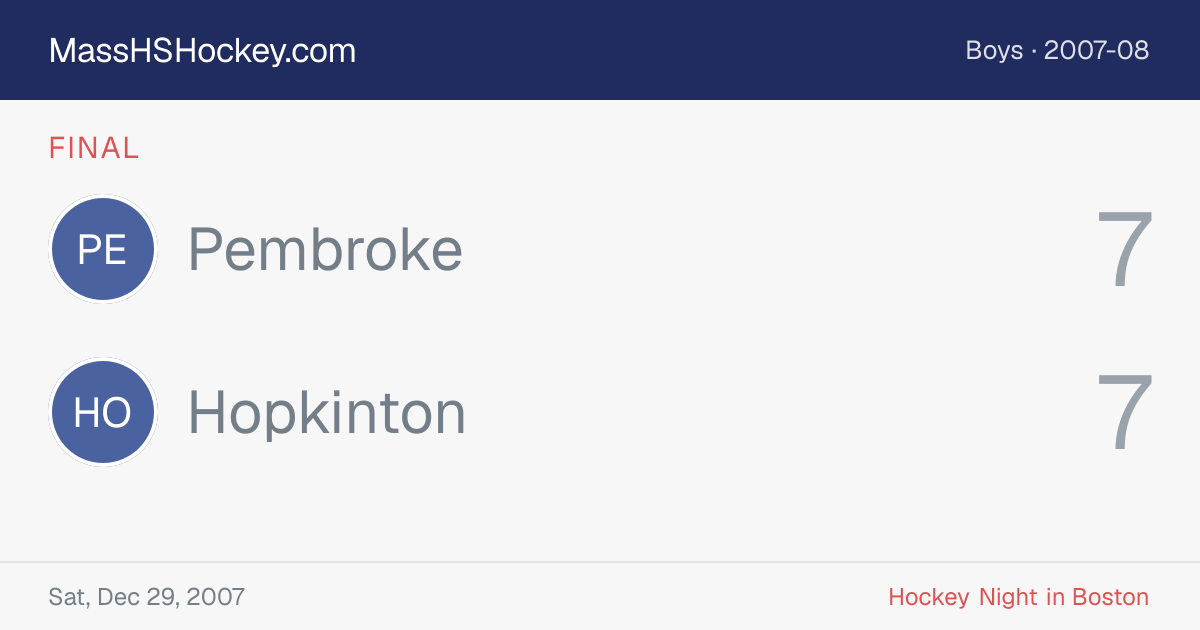 Pembroke at Hopkinton score card