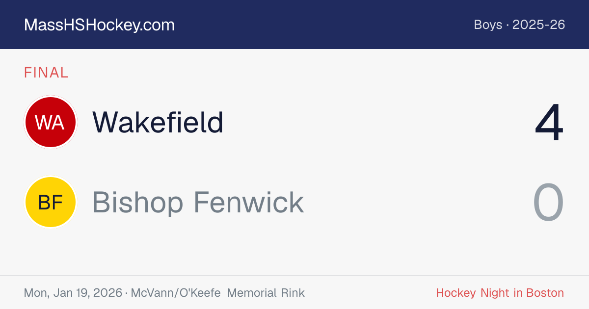 Wakefield at Bishop Fenwick score card
