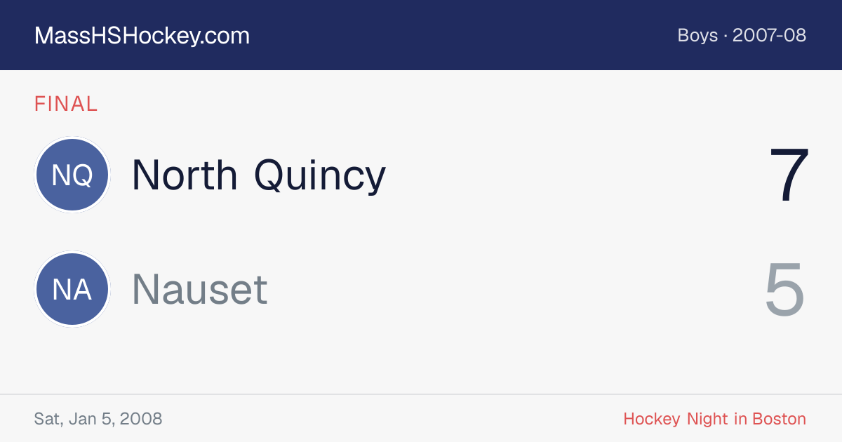 North Quincy at Nauset score card