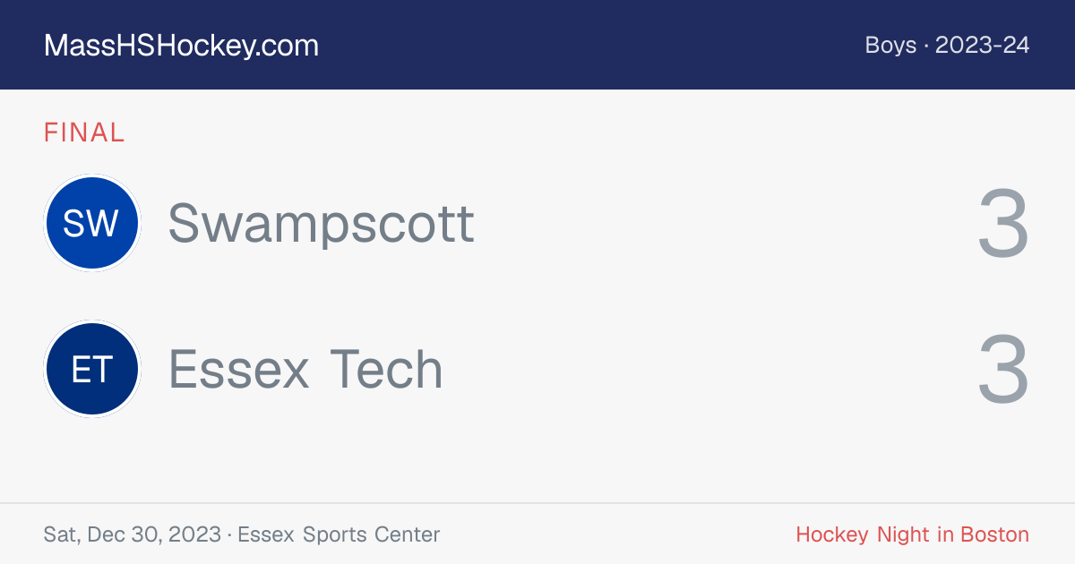 Swampscott at Essex Tech score card