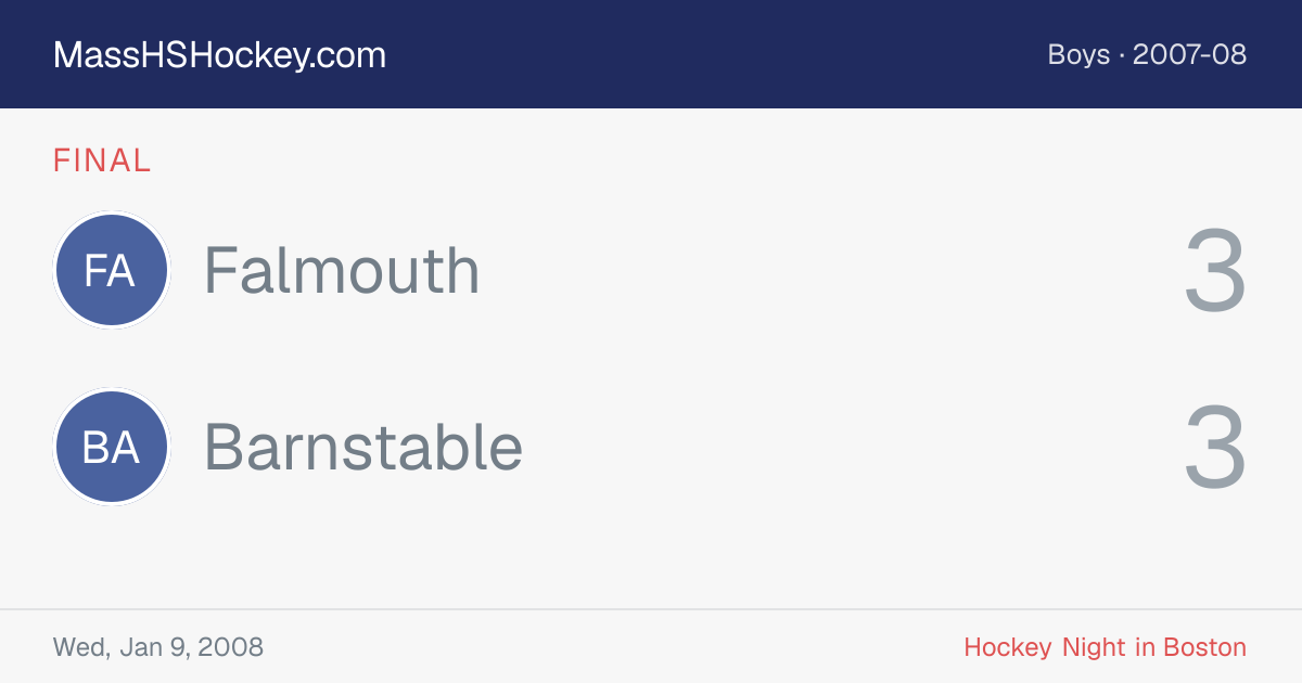 Falmouth at Barnstable score card