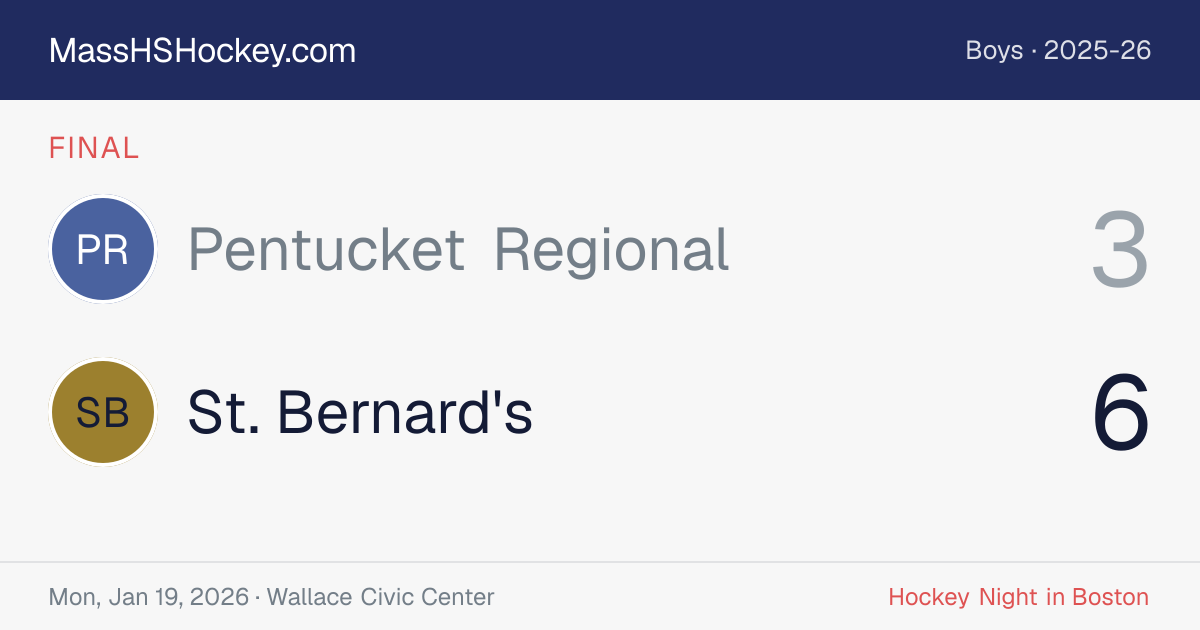 Pentucket Regional at St. Bernard's score card